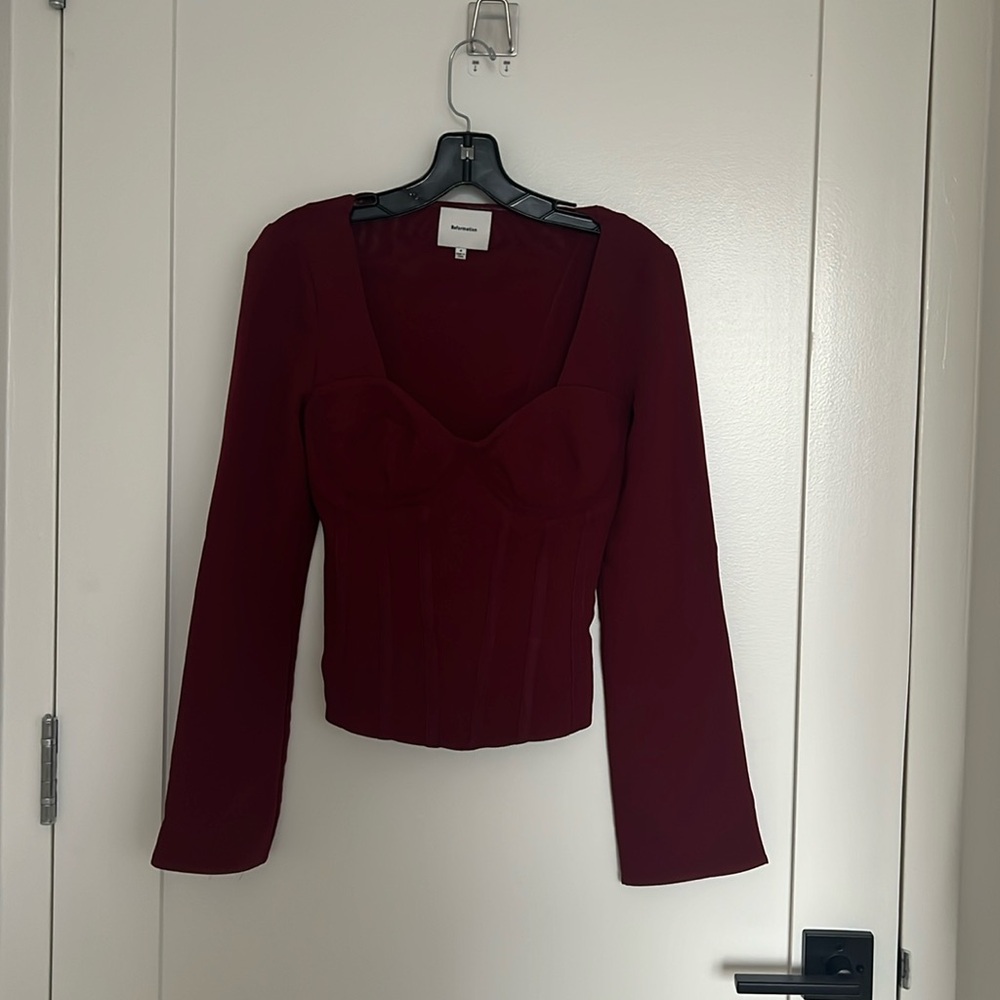 Reformation Maroon Corset Top